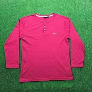 Greg Norman Thermal Henley Shirt Mens Large Red Maroon Long Sleeve Golf Casual